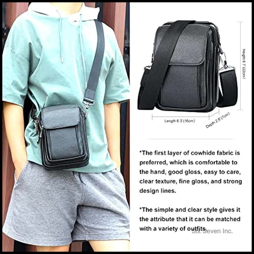 Genuine Leather Messenger Bag Crossbody Sling Shoulder Bag Travel Daypack